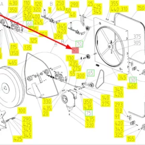 Oryginalna rolka napinająca o numerze katalogowym 101201470, stosowana w kombajnach zbożowych marki Rostselmash schemat