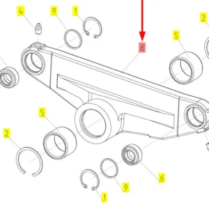 Oryginalna dźwignia przenośnika pochyłego o numerze katalogowym 101214290, stosowana w kombajnach zbożowych marki Rostselmash- schemat.