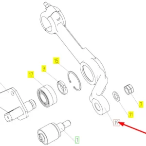 Oryginalna dźwignia zawieszania podsiewacza o numerze katalogowym 101225514, stosowana w kombajnach zbożowych marki Rostselmash schemat.