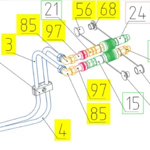 Oryginalne półzłącze hydrauliczne o numerze katalogowym 101227132, stosowane w kombajnach zbożowych marki Rostselmash- schemat.