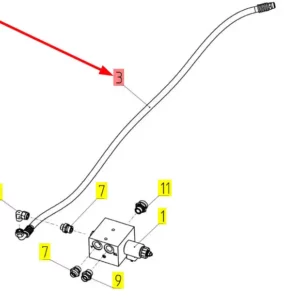 Oryginalny przewód hydrauliczny o numerze katalogowym 101227165, stosowany w kombajnach zbożowych marki Rostselmash schemat.