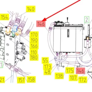 Oryginalny przewód hydrauliczny o numerze katalogowym 101229608, stosowany w kombajnach zbożowych marki Rostselmash schemat.