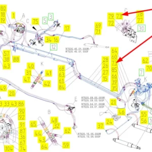 Oryginalny przewód hydrauliczny o numerze katalogowym 101230168, stosowany w kombajnach zbożowych marki Rostselmash schemat.