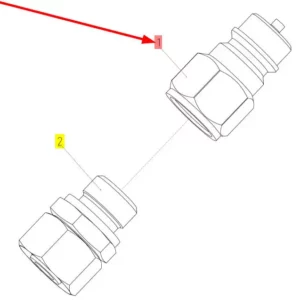 Oryginalna wtyczka szybkozłącza hydraulicznego o numerze katalogowym 101231768, stosowana w kombajnach zbożowych marki Rostselmash schemat