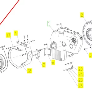 Oryginalne koło pasowe przekładni silnika o numerze katalogowym 101231775, stosowane w kombajnach zbożowych marki Rostselmash schemat.