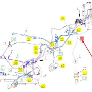 Oryginalny przewód hydrauliczny o numerze katalogowym 101232756, stosowany w kombajnach zbożowych marki Rostselmash schemat.