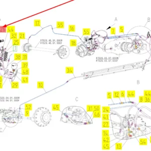 Oryginalny przewód hydrauliczny o numerze katalogowym 101233276, stosowany w kombajnach zbożowych marki Rostselmash schemat.