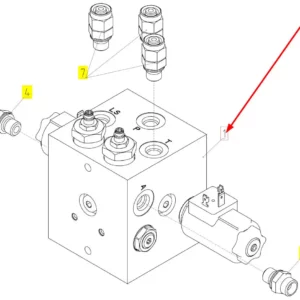 Oryginalny blok hydrauliczny o numerze katalogowym 101234225, stosowany w kombajnach zbożowych marki Rostselmash schemat.