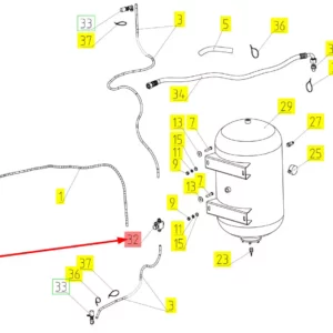 Oryginalny rozdzielacz pneumatyczny o numerze katalogowym 101243067, stosowany w kombajnach zbożowych marki Rostselmash schemat.