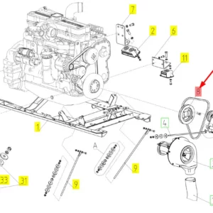 Oryginalne koło pasowe silnika o numerze katalogowym 101250910, stosowane w kombajnach zbożowych marki Rostselmash schemat.