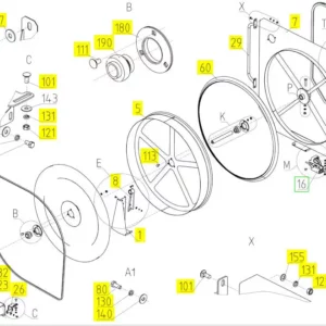 Oryginalna uszczelka obudowy koła chłodnicy o numerze katalogowym 101250971, stosowana w kombajnach zbożowych marki Rostselmash. schemat