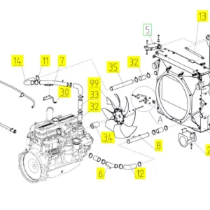 Oryginalne koło pasowe wlotu powietrza o numerze katalogowym 101250975, stosowane w kombajnach zbożowych marki Rostselmash schemat.