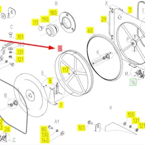 Oryginalny bębe odplewiacza o numerze katalogowym 101251060, stosowany w kombajnach zbożowyh marki Rostselmash. schemat