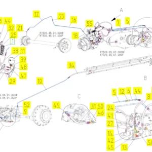 Oryginalny przewód hydrauliczny o numerze katalogowym 101252385, stosowany w kombajnach zbożowych marki Rostselmash schemat.