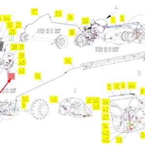 Oryginalny przewód hydrauliczny o numerze katalogowym 101252390, stosowany w kombajnach zbożowych marki Rostselmash schemat.
