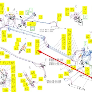Oryginalny przewód hydrauliczny o numerze katalogowym 101252392, stosowany w kombajnach zbożowych marki Rostselmash schemat.