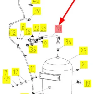 Oryginalny wąż wysokociśnieniowy o numerze katalogowym 101252393, stosowany w kombajnach zbożowych marki Rostselmash- schemat.
