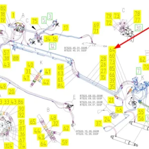 Oryginalny przewód hydrauliczny o numerze katalogowym 101252396, stosowany w kombajnach zbożowych marki Rostselmash schemat.