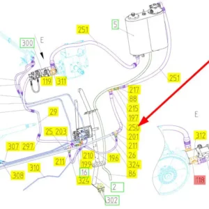 Oryginalny przewód hydrauliczny o numerze katalogowym 101252400, stosowany w kombajnach zbożowych marki Rostselmash schemat.