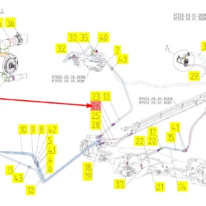 Oryginalny przewód hydrauliczny o numerze katalogowym 101252410, stosowany w kombajnach zbożowych marki Rostselmash schemat.