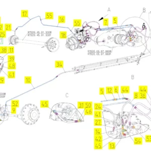 Oryginalny przewód hydrauliczny o numerze katalogowym 101252418, stosowany w kombajnach zbożowych marki Rostselmash schemat.