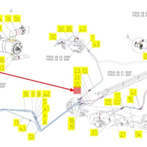 Oryginalny przewód hydrauliczny o numerze katalogowym 101252420, stosowany w kombajnach zbożowych marki Rostselmash schemat.