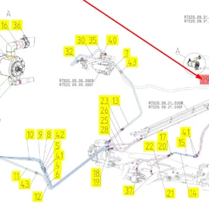 Oryginalny przewód hydrauliczny o numerze katalogowym 101252422, stosowany w kombajnach zbożowych marki Rostselmash schemat.