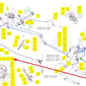 Oryginalny przewód hydrauliczny o numerze katalogowym 101252427, stosowany w kombajnach zbożowych marki Rostselmash schemat.