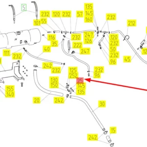 Oryginalne mocownie przewodu układu chłodzenia o numerze katalogowym 101254819, stosowana w kombajnach zbożowyh marki Rostselmash. schemat