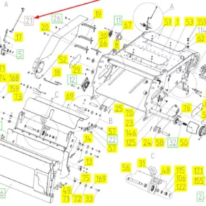Oryginalny pręt dźwigni o numerze katalogowym 101257774, stosowany w kombajnach zbożowych marki Rostselmash.-schemat