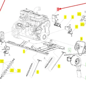 Oryginalny wspornik mocujący silnika o numerze katalogowym 101257872, stosowany w kombajnach zbożowych marki Rostselmash schemat.