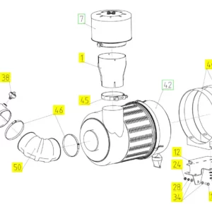 Oryginalny przewód filtra powietrza o numerze katalogowym 101258753, stosowany w kombajnach zbożowych marki Rostselmash schemat.