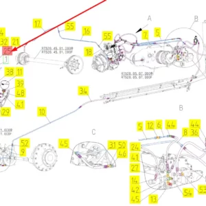 Oryginalny przewód hydrauliczny o numerze katalogowym 101262100, stosowany w kombajnach zbożowych marki Rostselmash schemat.