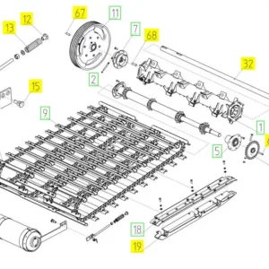 Oryginalna śruba napinania listw podajnika pochyłego o umerze katalogowym 101265116, stosowana w kombajnach zbożowyh marki Rostselmash. schemat