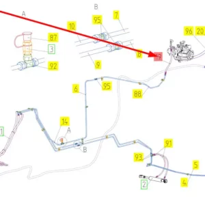 Oryginalny przewód hydrauliczny wysokociśnieniowy o numerze katalogowym 101265161, stosowany w kombajnach zbożowych marki Rostselmash schemat.