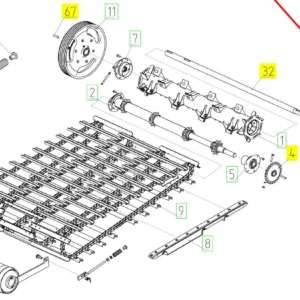 Oryginalne koło pasowe napędu podajnika pochyłego o numerze katalogowym 101266735, stosowane w kombajnach zbożowych marki Rostselmash schemat.