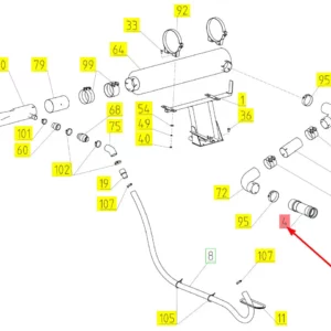 Oryginalny kompensator układu wydechowego o numerze katalogowym 101266794, stosowany w kombajnach zbożowych marki Rostselmash schemat.