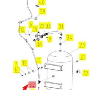 Oryginalny trójnik pneumatyczny o numerze katalogowym 101270008, stosowany w kombajnach zbożowych marki Rostselmash- schemat.