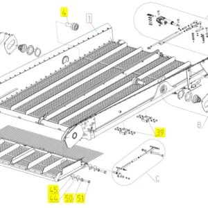 Oryginalne dodatkowe sito górne o numerze katalogowym 101276904, stosowane w kombajnach zbożowych marki Rostselmash schemat.