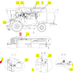 Oryginalne mocowanie o numerze katalogowym 101277162, stosowane w kombajnach zbożowych marki Rostselmash schemat.