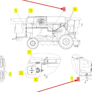 Oryginalna wiązka elektryczna lampy o numerze katalogowym 101278599, stosowana w kombajnach zbożowych marki Rostselmash schemat.