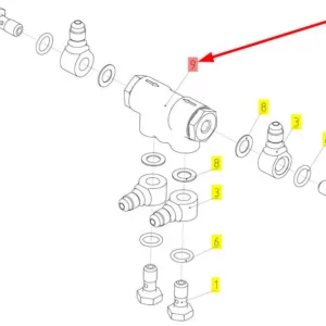 Oryginalny regulator ciśnienia o numerze katalogowym 101279510, stosowany w kombajnach zbożowych marki Rostselmash schemat
