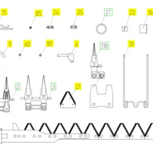 Oryginalna kosa hederu o numerze katalogowym 101279641, stosowana w hederach zbożowych marki Rostselmash schemat