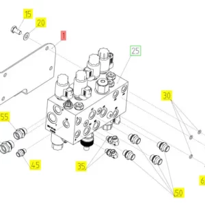 Oryginalne złącze hydrauliczne o numerze katalogowym 101280386, stosowane w kombajnach zbożowych marki Rostselmash schemat.