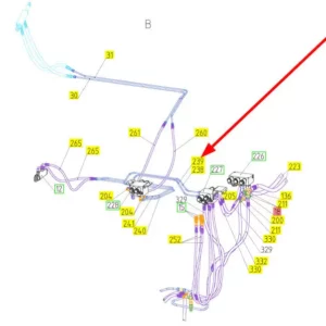 Oryginalny przewód hydrauliczny o numerze katalogowym 101280881, stosowany w kombajnach zbożowych marki Rostselmash schemat.