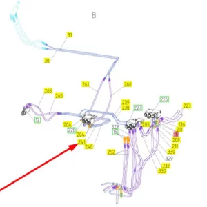 Oryginalny przewód hydrauliczny o numerze katalogowym 101280883, stosowany w kombajnah zbożowych marki Rostselmash schemat.