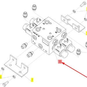 Oryginalny blok hydrauliczny o numerze katalogowym 101281041, stosowany w kombajnach zbożowych marki Rostselmash schemat.