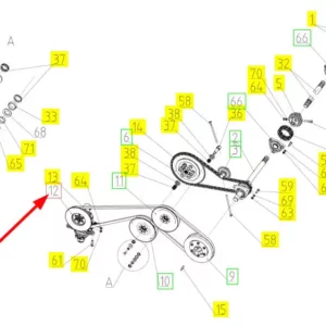 Oryginalna przekładnia Pro drive o numerze katalogowym 101281351, stosowana w hederach zbożowych marki Rostselmash. schemat