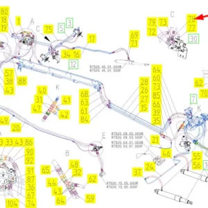 Oryginalny przewód hydrauliczny o numerze katalogowym 101284544, stosowany w kombajnach zbożowych marki Rostselmash schemat.