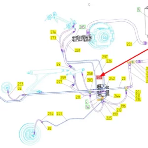 Oryginalny przewód hydrauliczny o numerze katalogowym 101284952, stosowany w kombajnach zbożowych marki Rostselmash schemat.